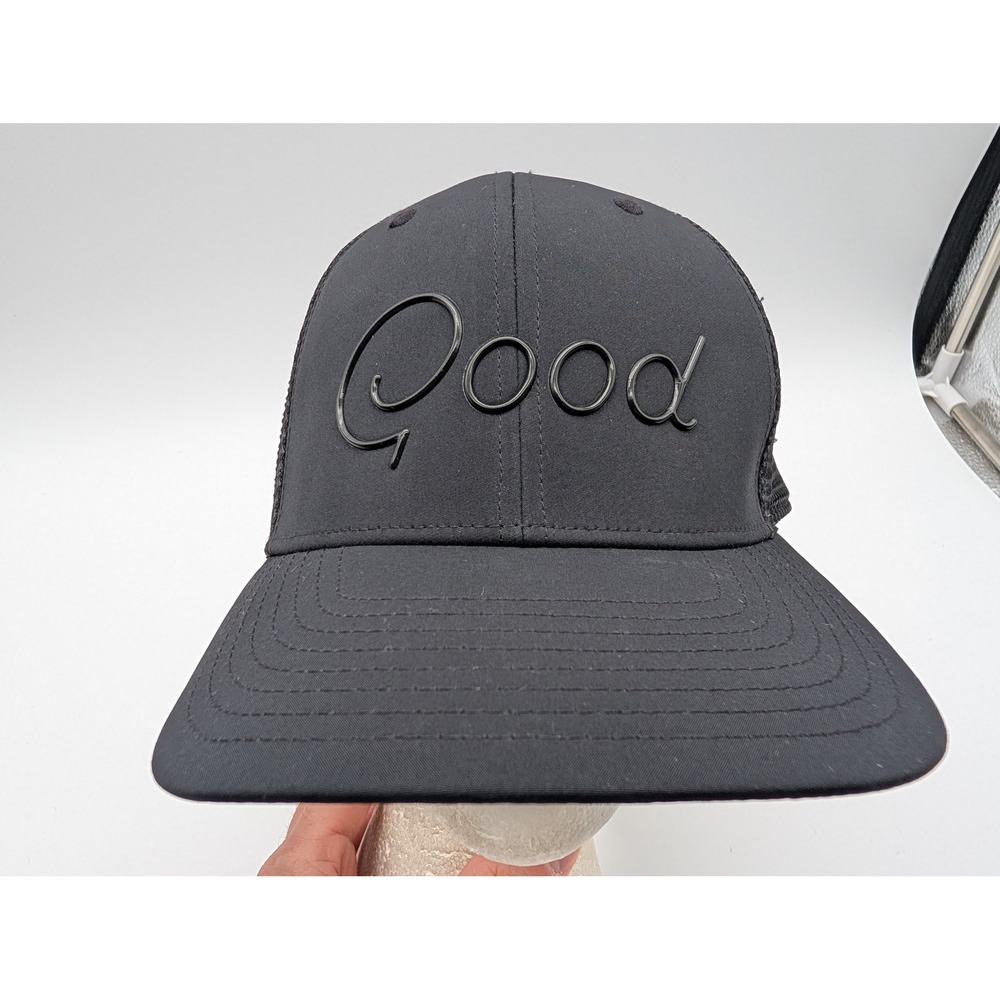 Good Good Golf Trucker Hat Black Mesh Snapback Script Logo Cap Mens OSFM